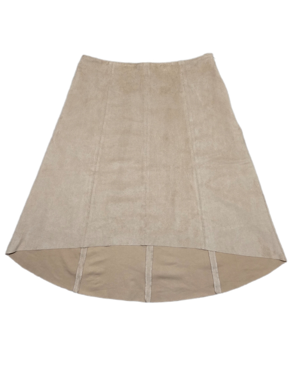 H by Halston Faux Suede High-Low Midi Skirt Tan Beige Size 12